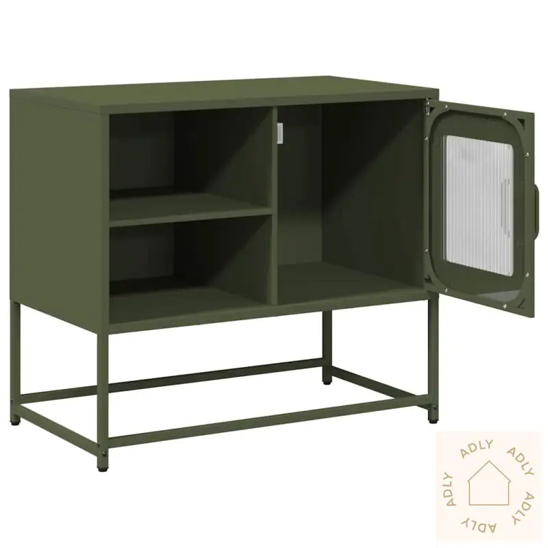 Tv-Benk Olivengrønn 68X39X60,5 Cm Stål