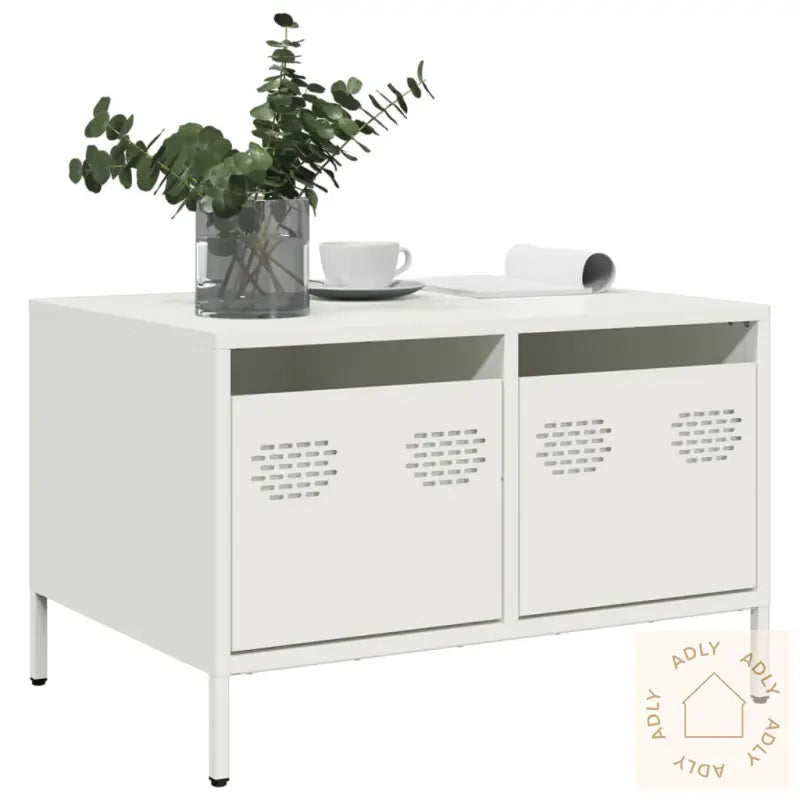 Tv-Benk Hvit 68X50X43,5 Cm Kaldvalset Stål