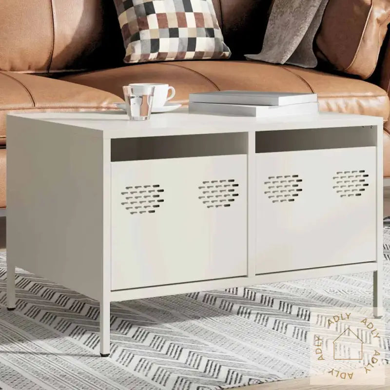 Tv-Benk Hvit 68X50X43,5 Cm Kaldvalset Stål
