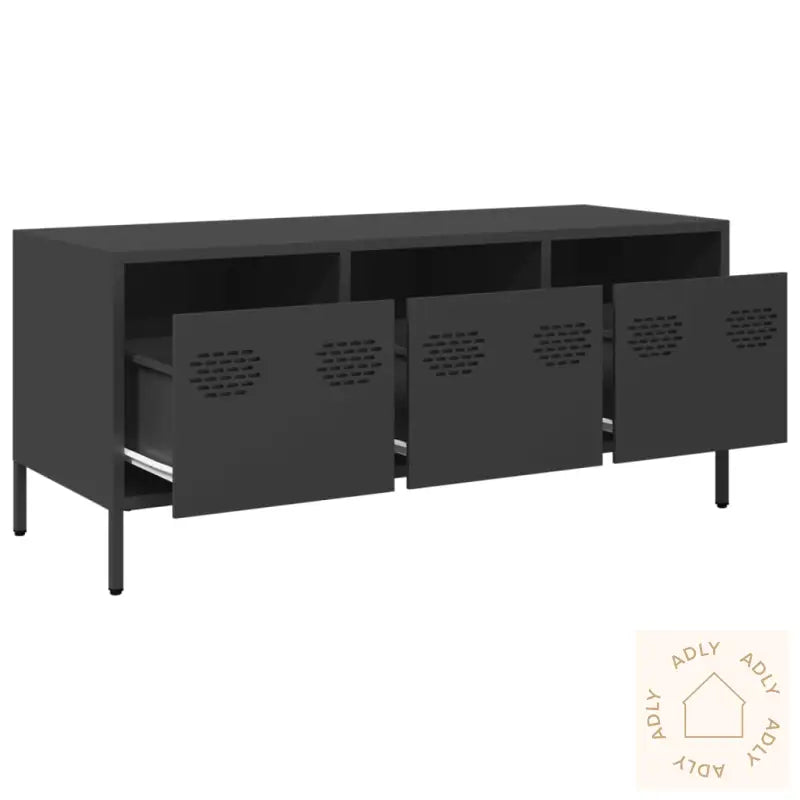 Tv-Benk Svart 101,5X39X43,5 Cm Kaldvalset Stål