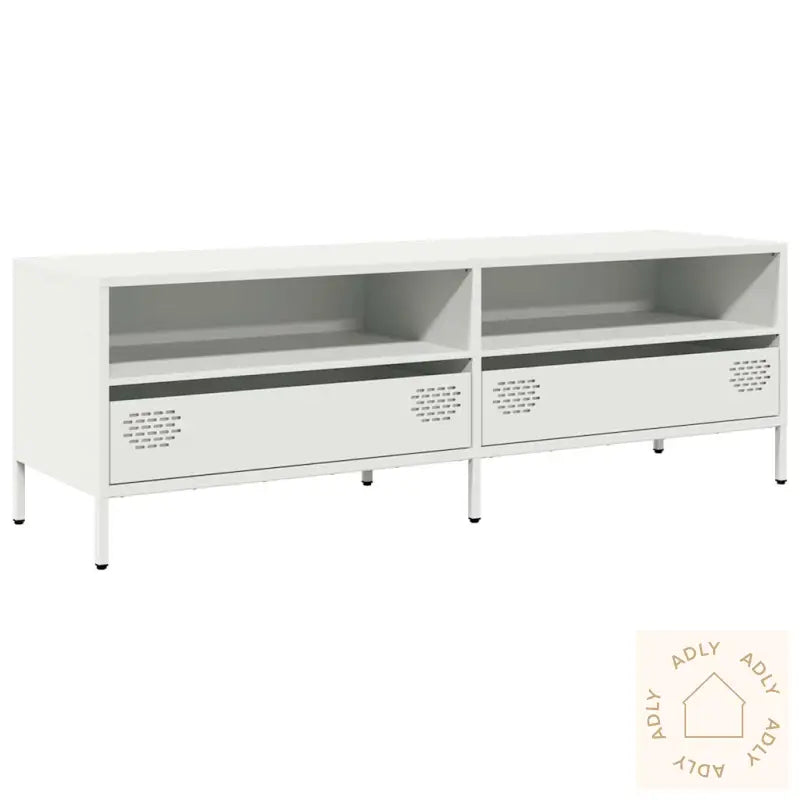 Tv-Benk Hvit 135X39X43,5 Cm Kaldvalset Stål
