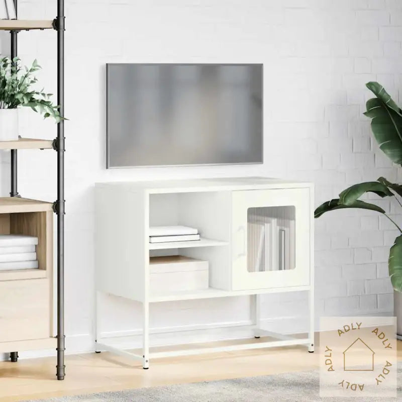 Tv-Benk Hvitt 68X39X60,5 Cm Stål