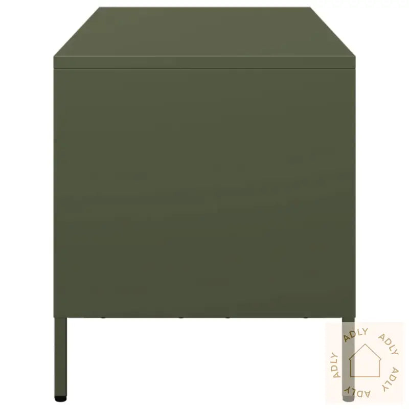 Tv-Benk Olivengrønn 101,5X39X43,5 Cm Kaldvalset Stål