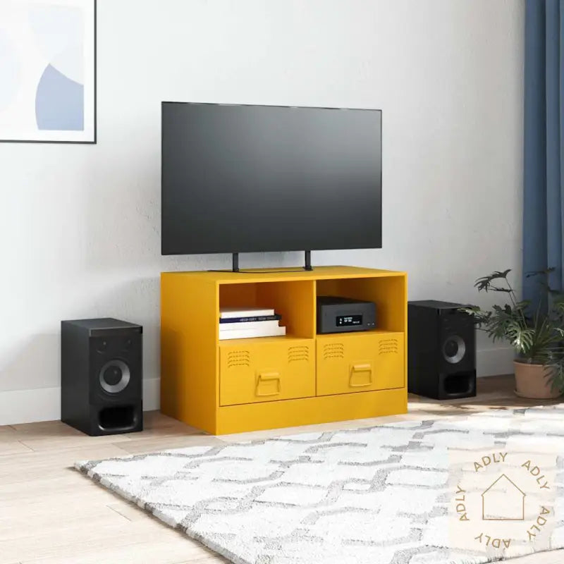 Tv-Benk Sennepsgul 67X39X44 Cm Stål