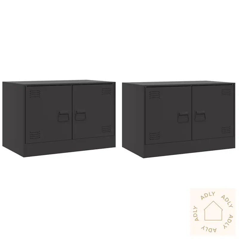 Tv-Benker 2 Stk Svart 67X39X44 Cm Stål