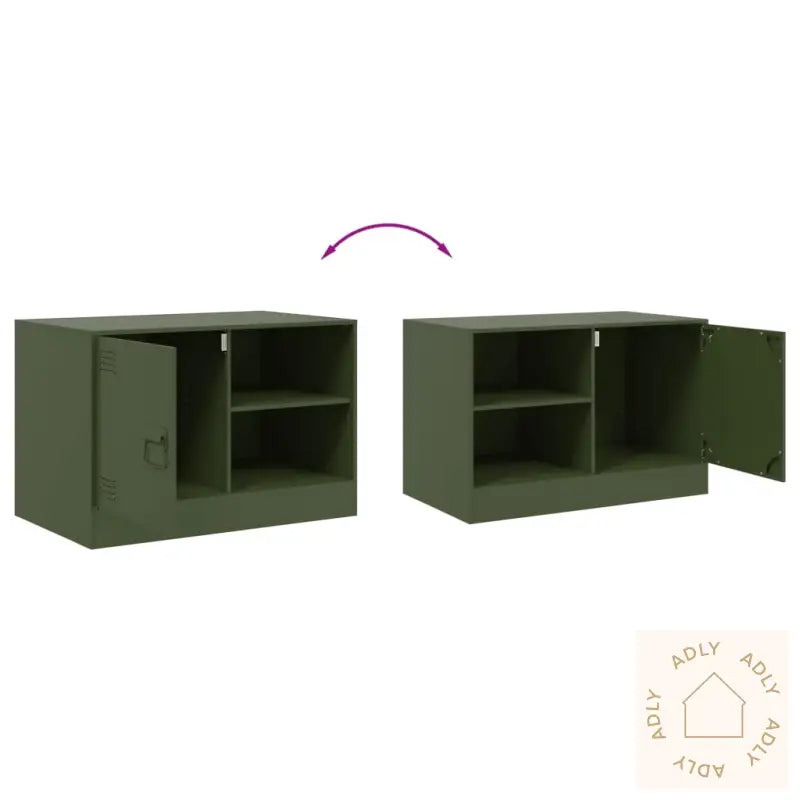 Tv-Benker 2 Stk Olivengrønn 67X39X44 Cm Stål