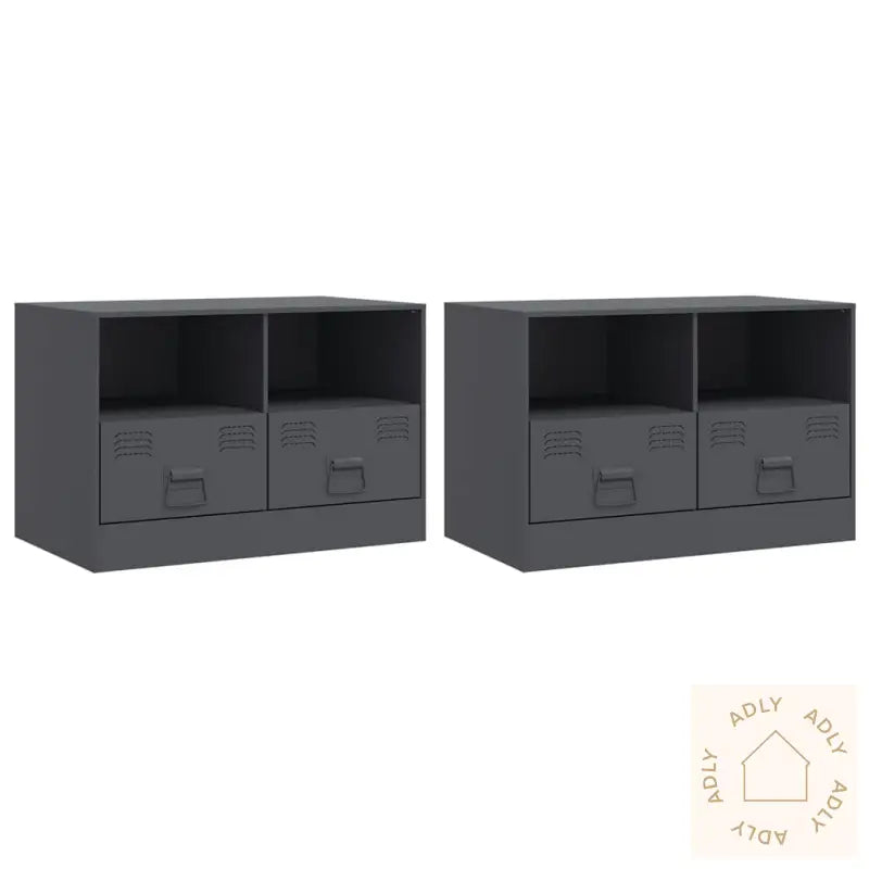 Tv-Benker 2 Stk Antrasitt 67X39X44 Cm Stål