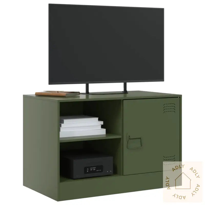 Tv-Benk Olivengrønn 67X39X44 Cm Stål