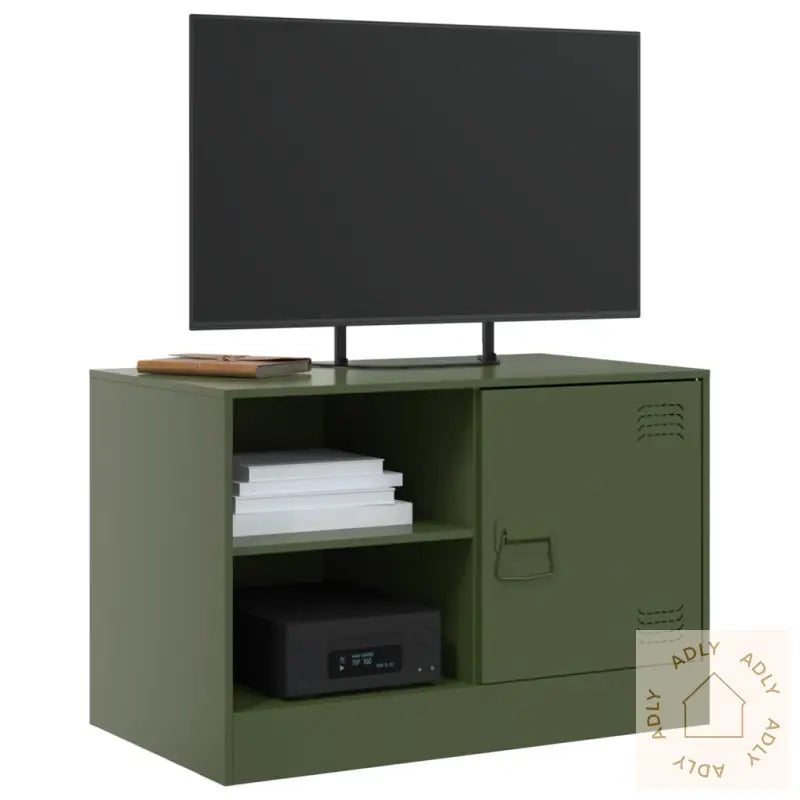 Tv-Benker 2 Stk Olivengrønn 67X39X44 Cm Stål