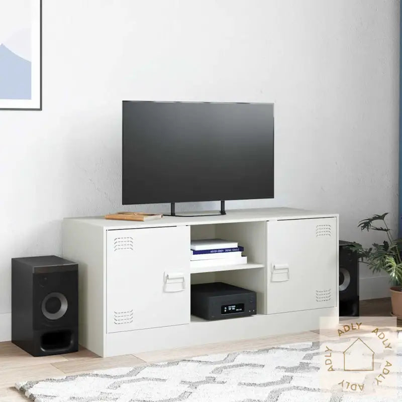 Tv-Benk Hvit 99X39X44 Cm Stål