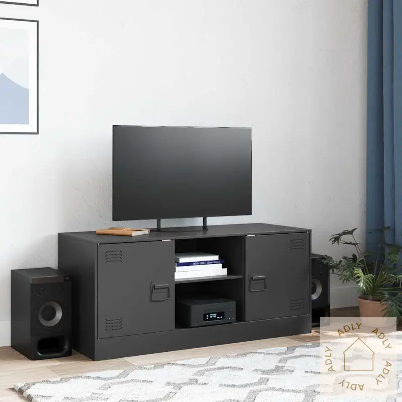 Tv-Benk Svart 99X39X44 Cm Stål