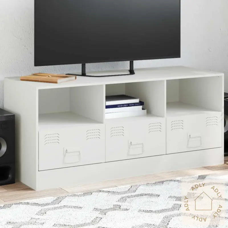 Tv-Benk Hvit 99X39X44 Cm Stål
