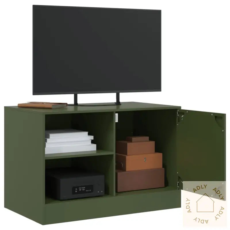 Tv-Benker 2 Stk Olivengrønn 67X39X44 Cm Stål