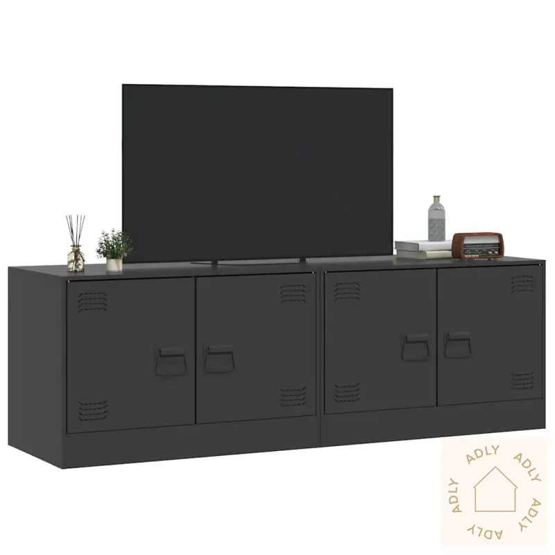 Tv-Benker 2 Stk Svart 67X39X44 Cm Stål