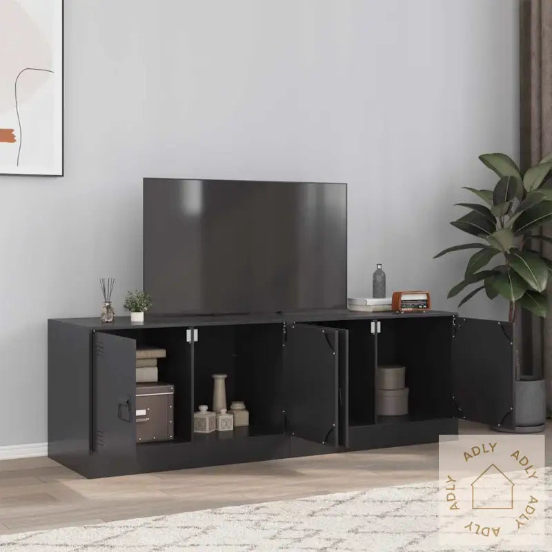Tv-Benker 2 Stk Svart 67X39X44 Cm Stål