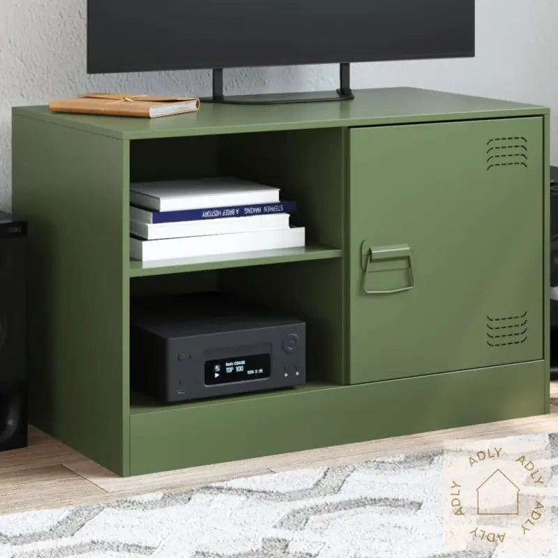 Tv-Benk Olivengrønn 67X39X44 Cm Stål