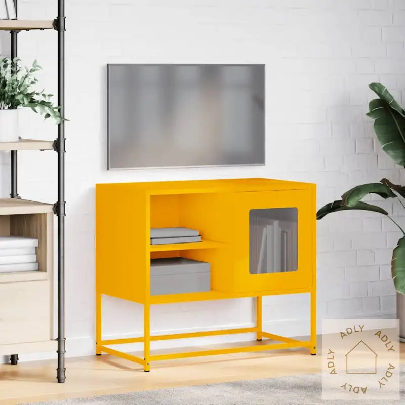 Tv-Benk Sennepsgul 68X39X60,5 Cm Stål