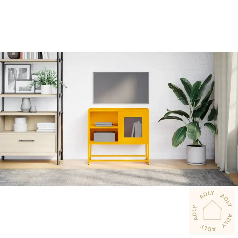 Tv-Benk Sennepsgul 68X39X60,5 Cm Stål