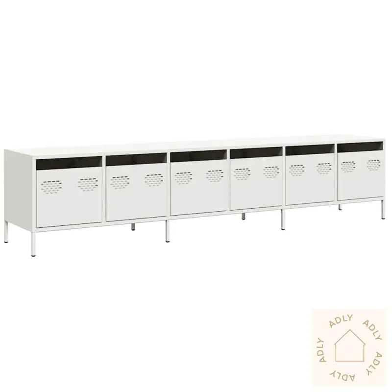 Tv-Benk Hvit 202X39X43,5 Cm Kaldvalset Stål