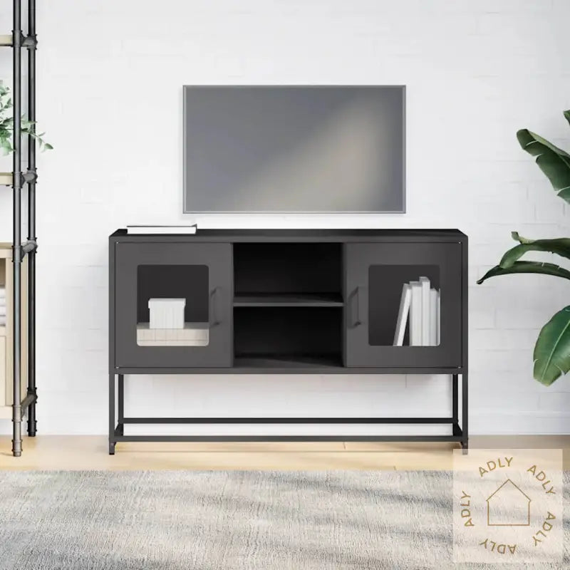 Tv-Benk Svart 100,5X39X60,5 Cm Stål