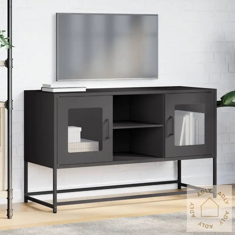 Tv-Benk Svart 100,5X39X60,5 Cm Stål