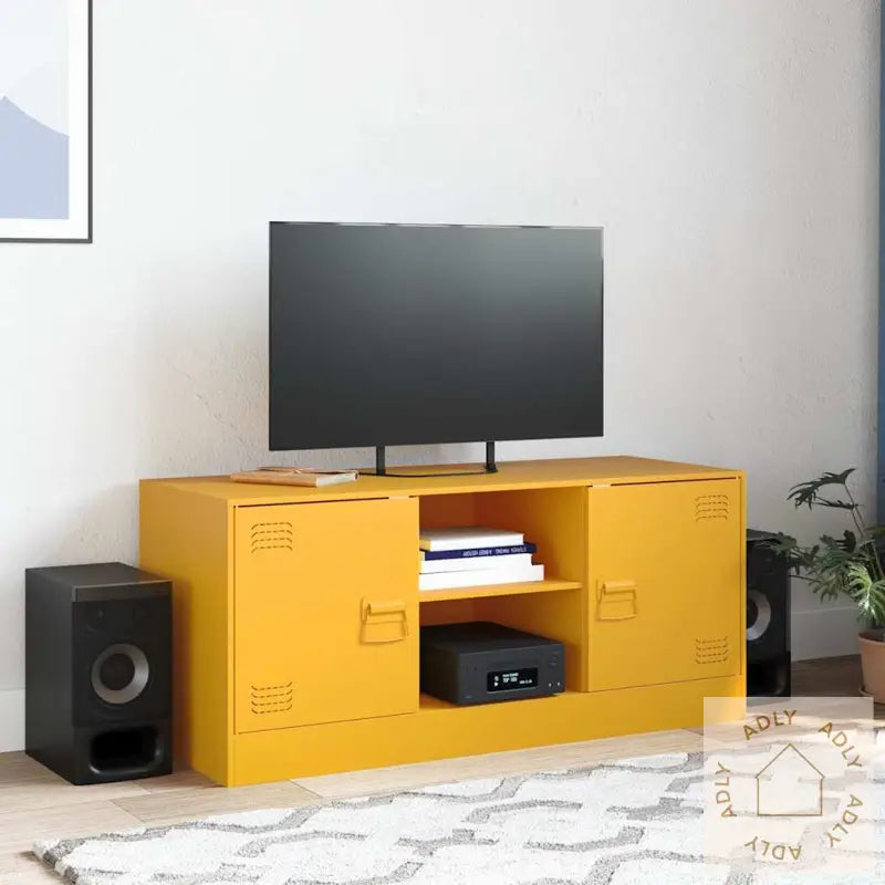 Tv-Benk Sennepsgul 99X39X44 Cm Stål