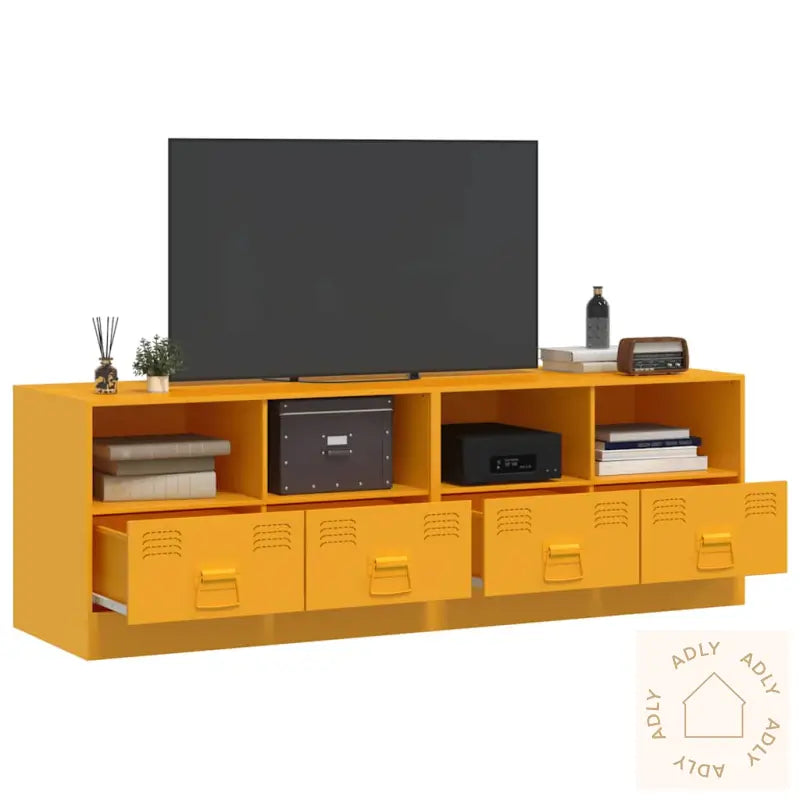 Tv-Benker 2 Stk Sennepsgul 67X39X44 Cm Stål