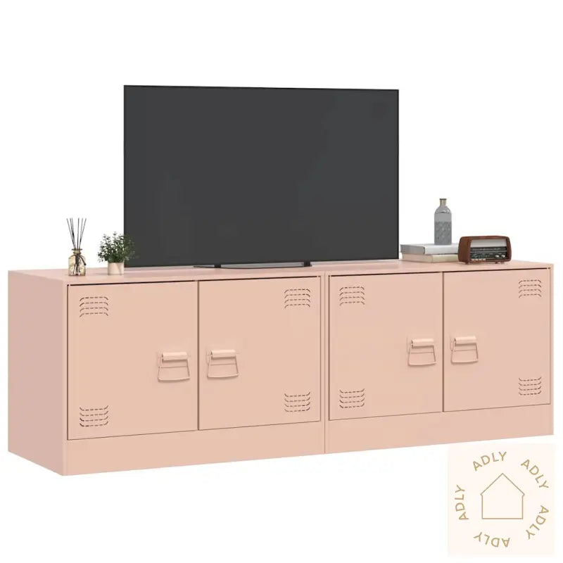 Tv-Benker 2 Stk Rosa 67X39X44 Cm Stål