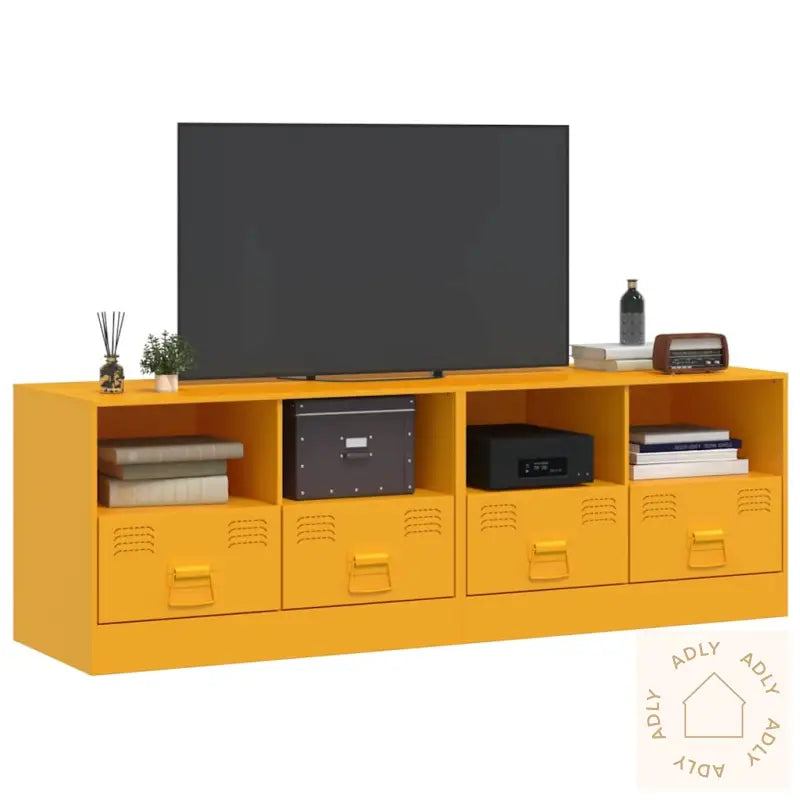 Tv-Benker 2 Stk Sennepsgul 67X39X44 Cm Stål