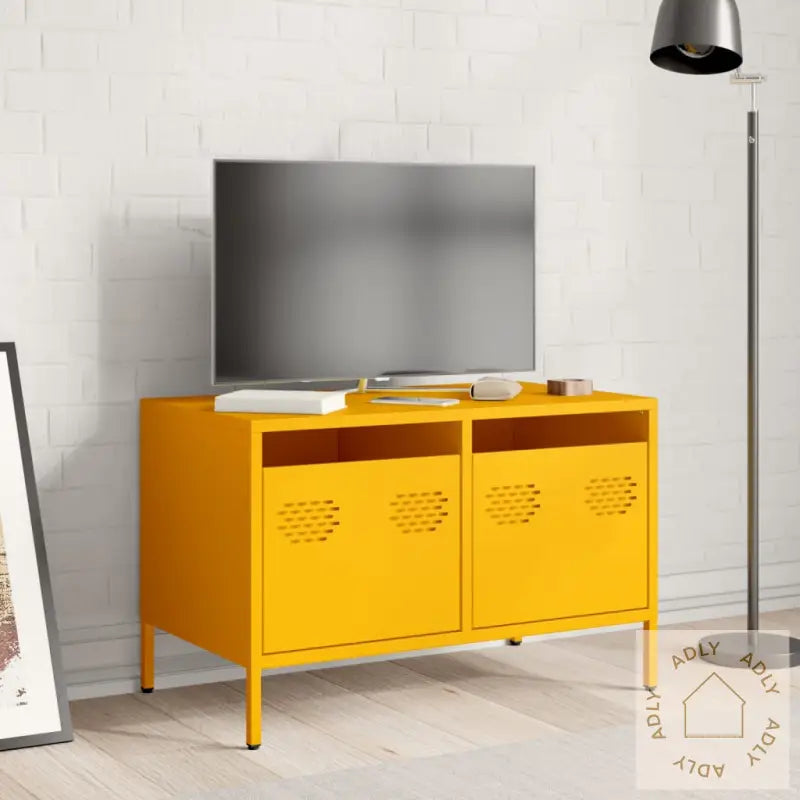 Tv-Benk Sennepsgul 68X39X43,5 Cm Kaldvalset Stål