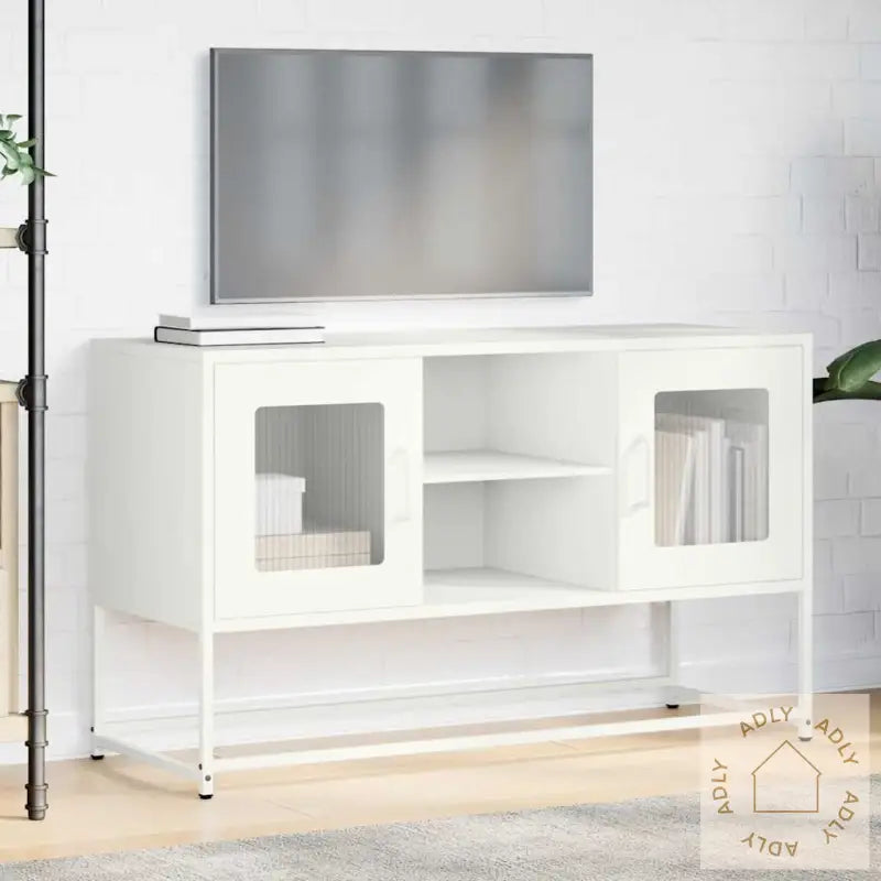 Tv-Benk Hvit 100,5X39X60,5 Cm Stål