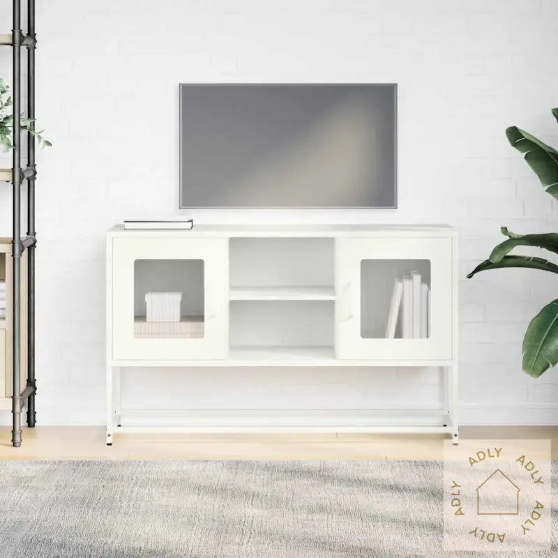 Tv-Benk Hvit 100,5X39X60,5 Cm Stål