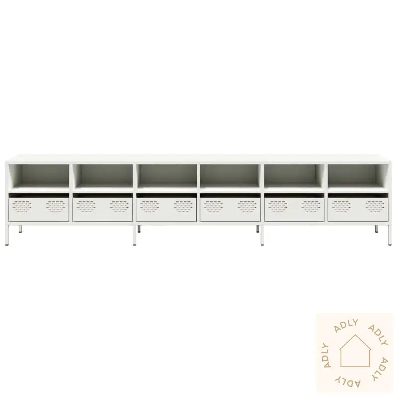 Tv-Benk Hvit 202X39X43,5 Cm Kaldvalset Stål