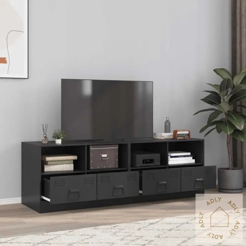 Tv-Benker 2 Stk Svart 67X39X44 Cm Stål