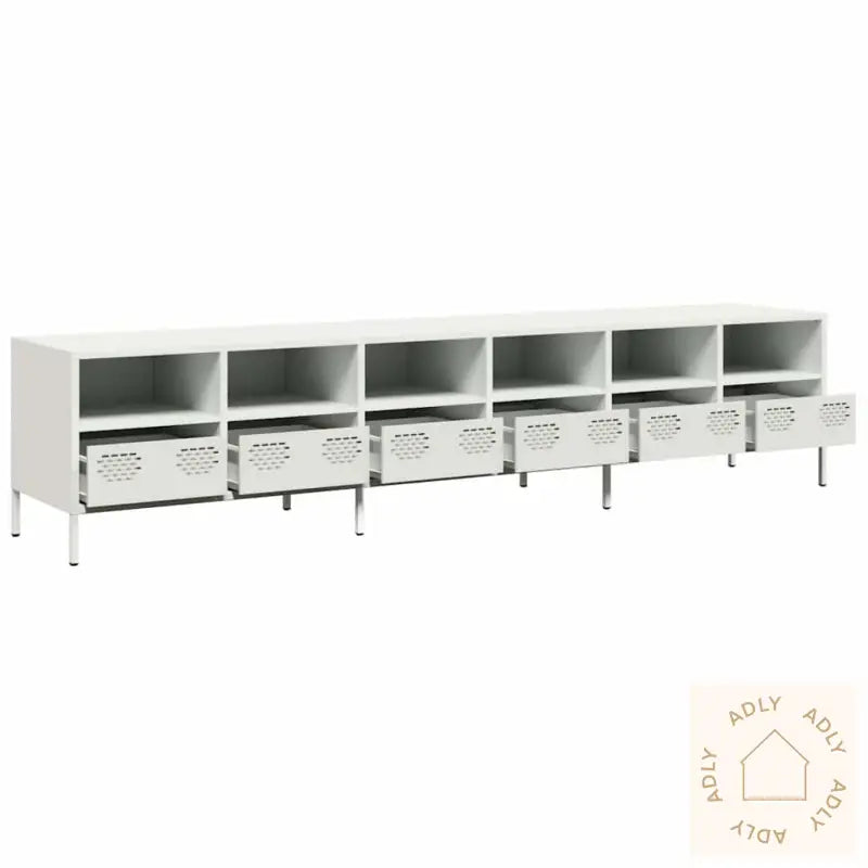 Tv-Benk Hvit 202X39X43,5 Cm Kaldvalset Stål