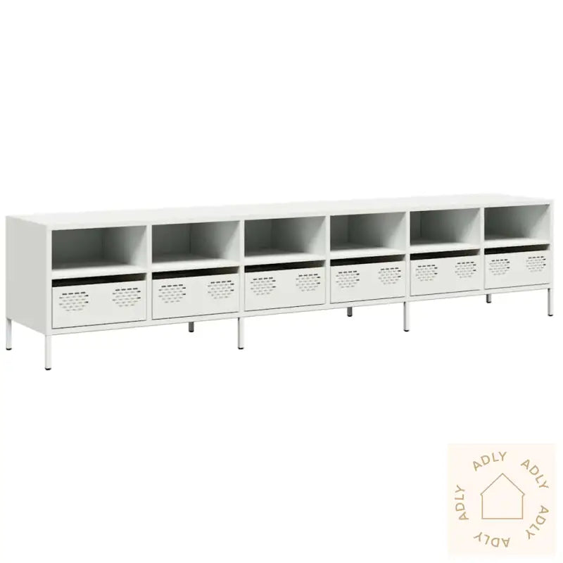 Tv-Benk Hvit 202X39X43,5 Cm Kaldvalset Stål