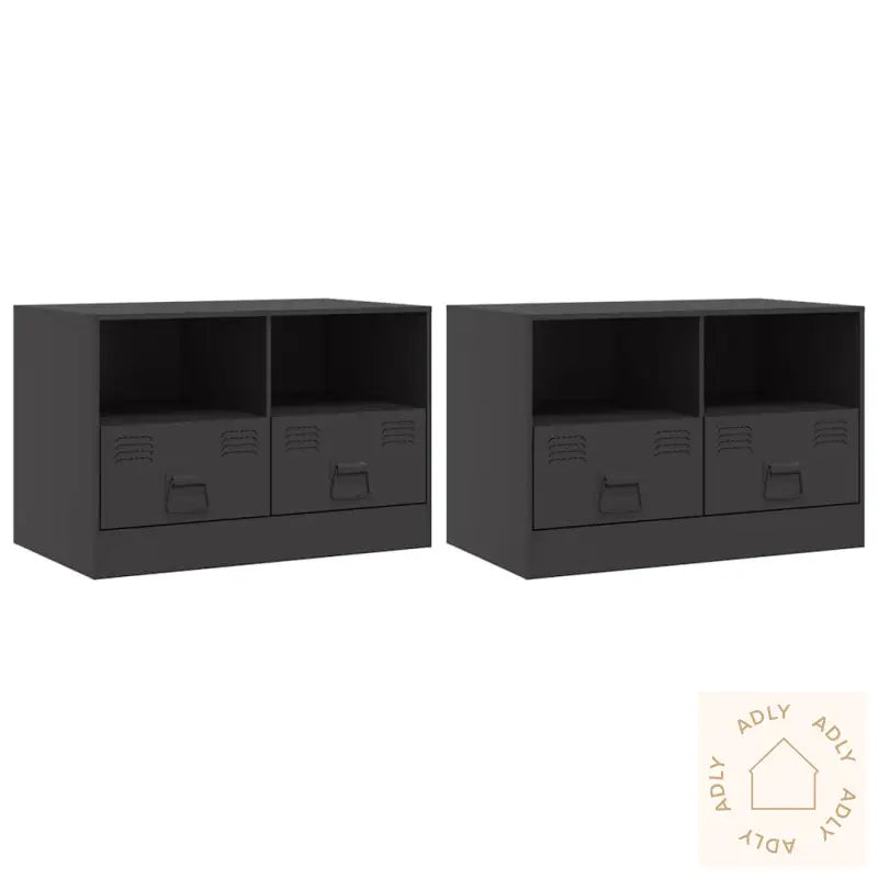 Tv-Benker 2 Stk Svart 67X39X44 Cm Stål