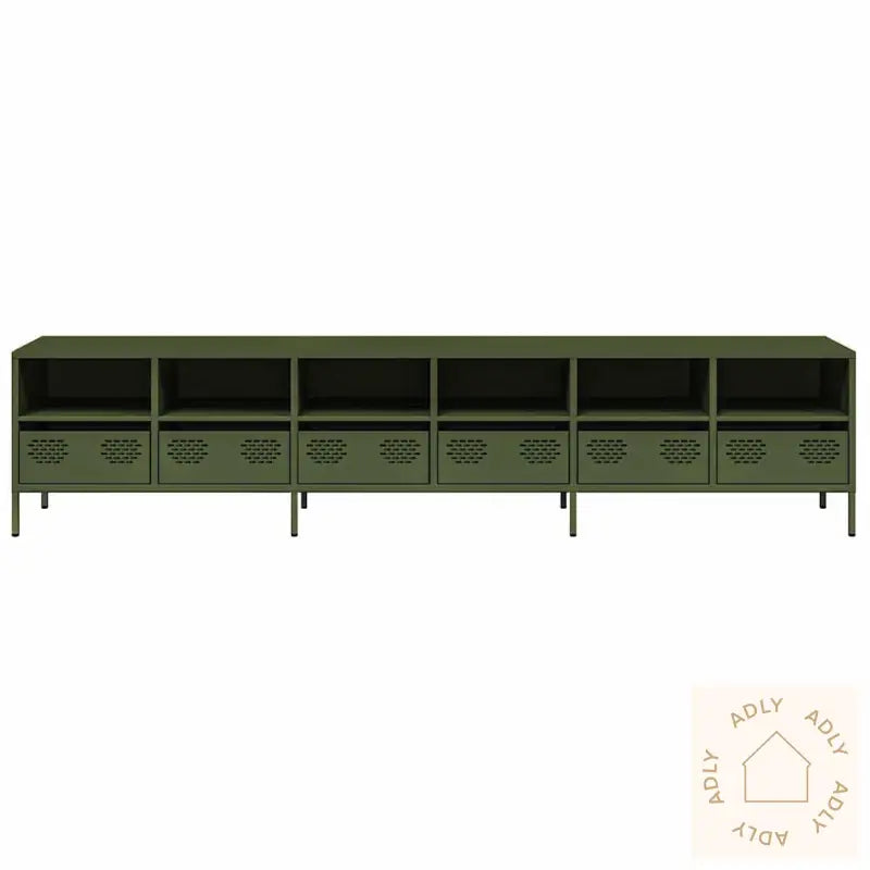 Tv-Benk Olivengrønn 202X39X43,5 Cm Kaldvalset Stål
