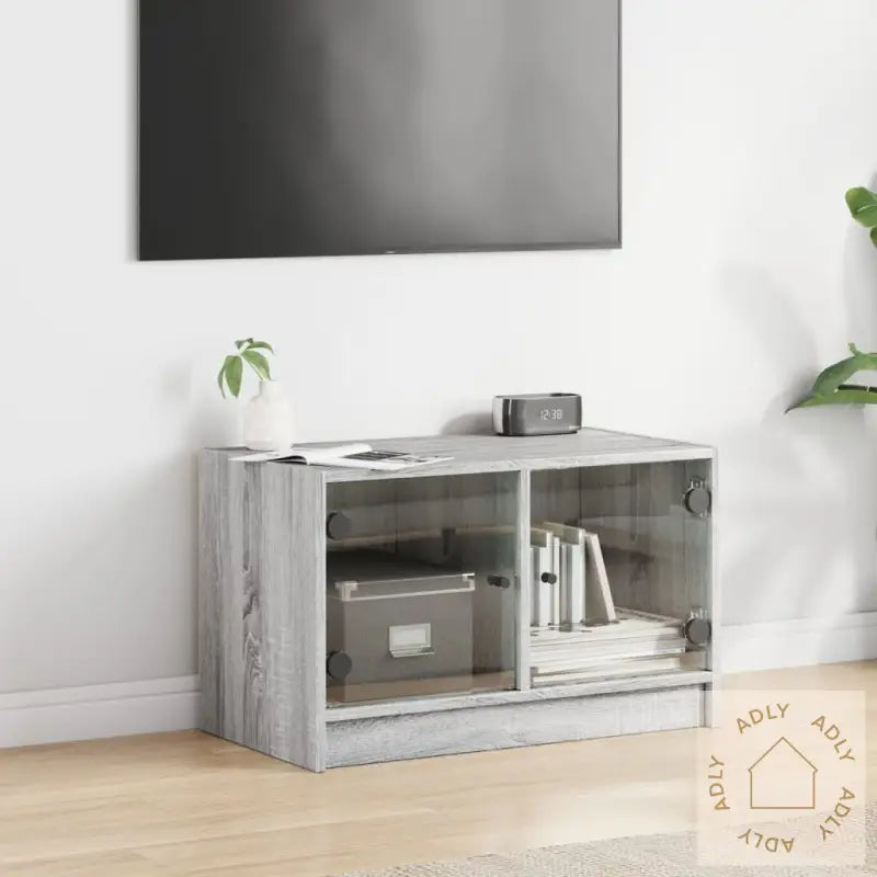 Tv-Benk Med Dør Grå Sonoma 68X37X42 Cm