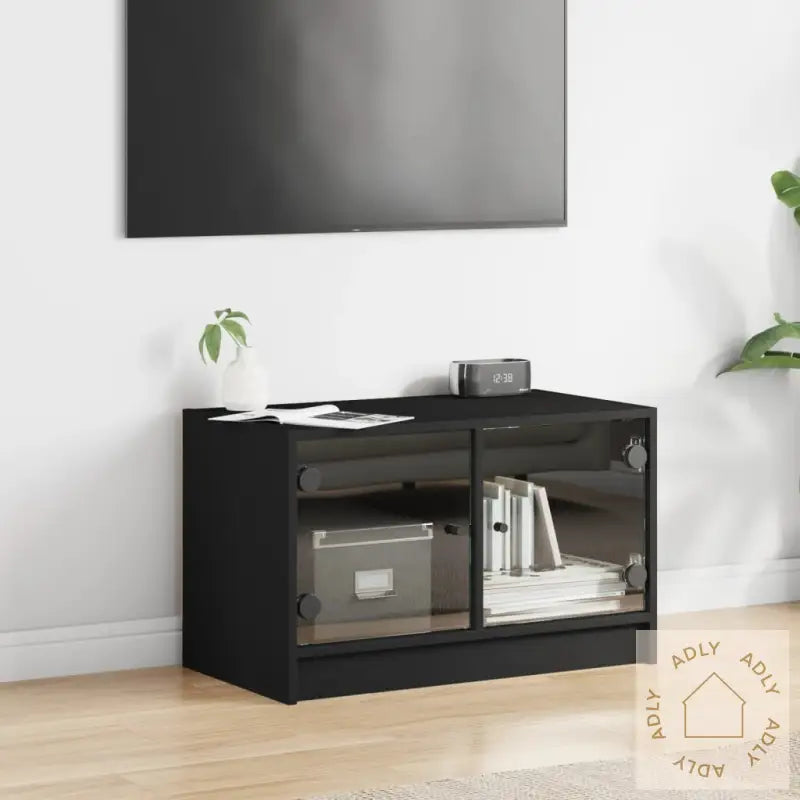 Tv-Benk Med Dør Svart 68X37X42 Cm