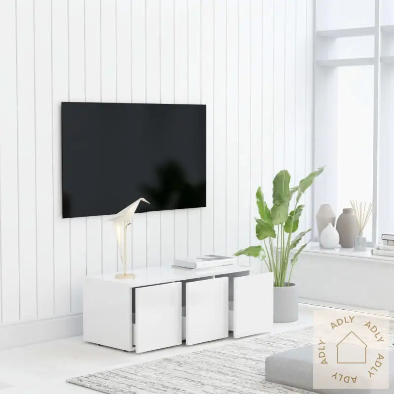 Tv-Benk Hvit 80X34X30 Cm Konstruert Tre