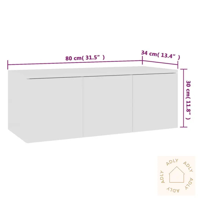 Tv-Benk Hvit 80X34X30 Cm Konstruert Tre