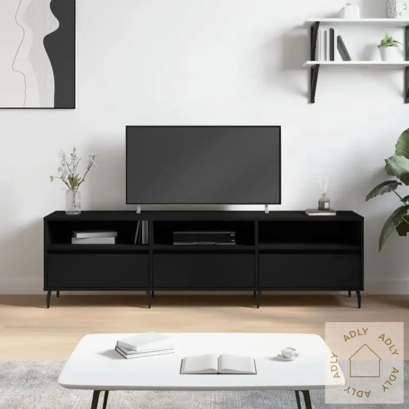 Tv-Benk Svart 150X30X44,5 Cm Konstruert Tre