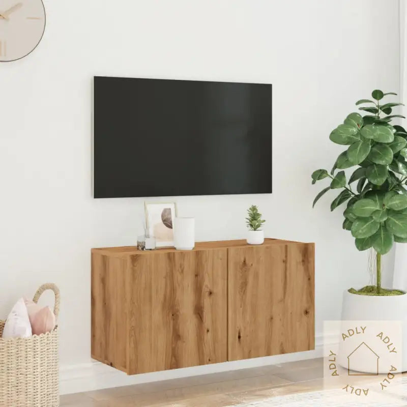 Vegghengt Tv-Benk Artisan Eik 80X30X41 Cm