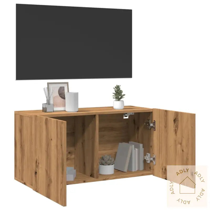 Vegghengt Tv-Benk Artisan Eik 80X30X41 Cm