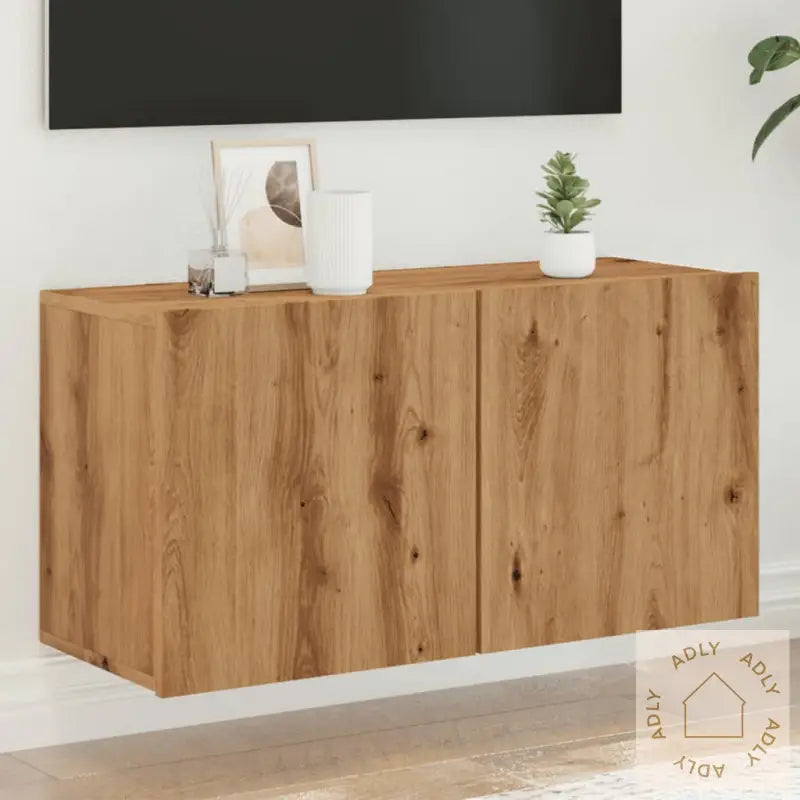 Vegghengt Tv-Benk Artisan Eik 80X30X41 Cm