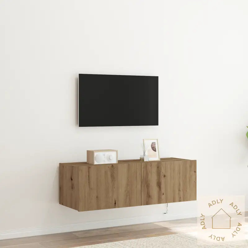 Tv Veggskap Med Led-Lamper Artisan Eik 100X35X31 Cm