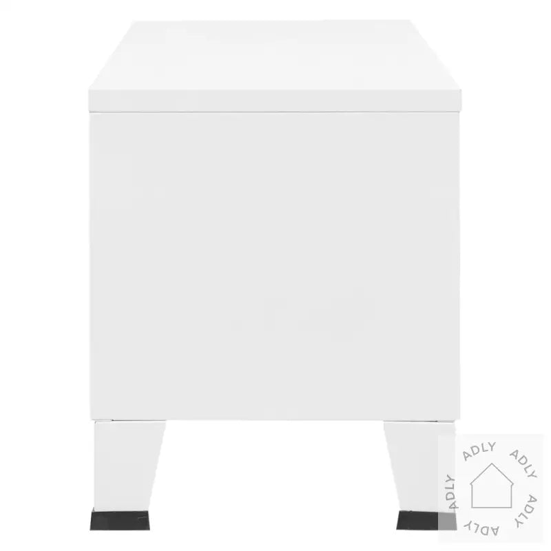 Industriell Tv-Benk 105X35X42 Cm Metall Hvit