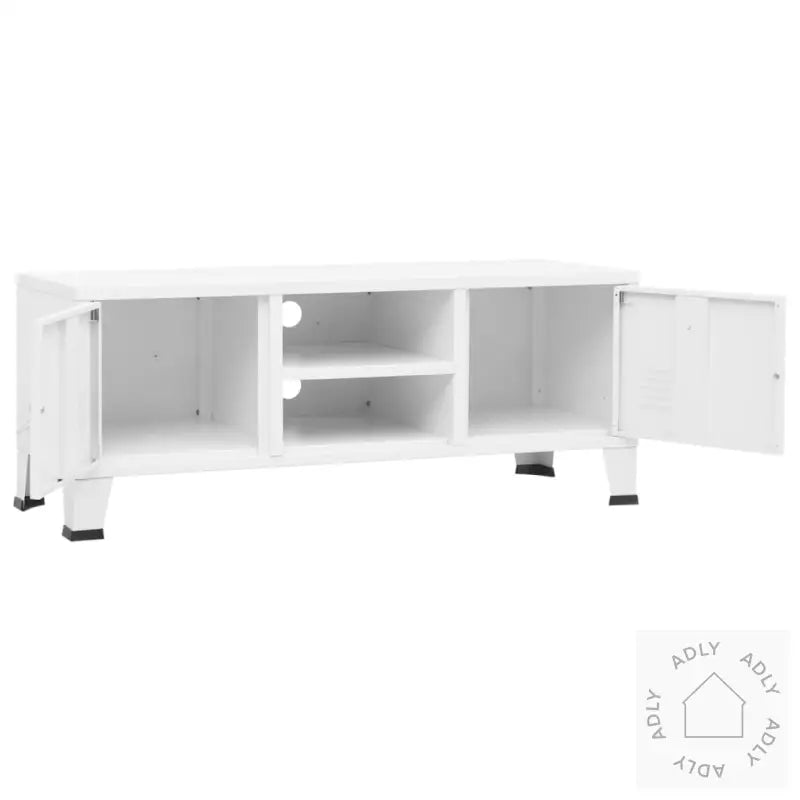 Industriell Tv-Benk 105X35X42 Cm Metall Hvit