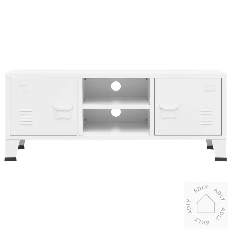 Industriell Tv-Benk 105X35X42 Cm Metall Hvit